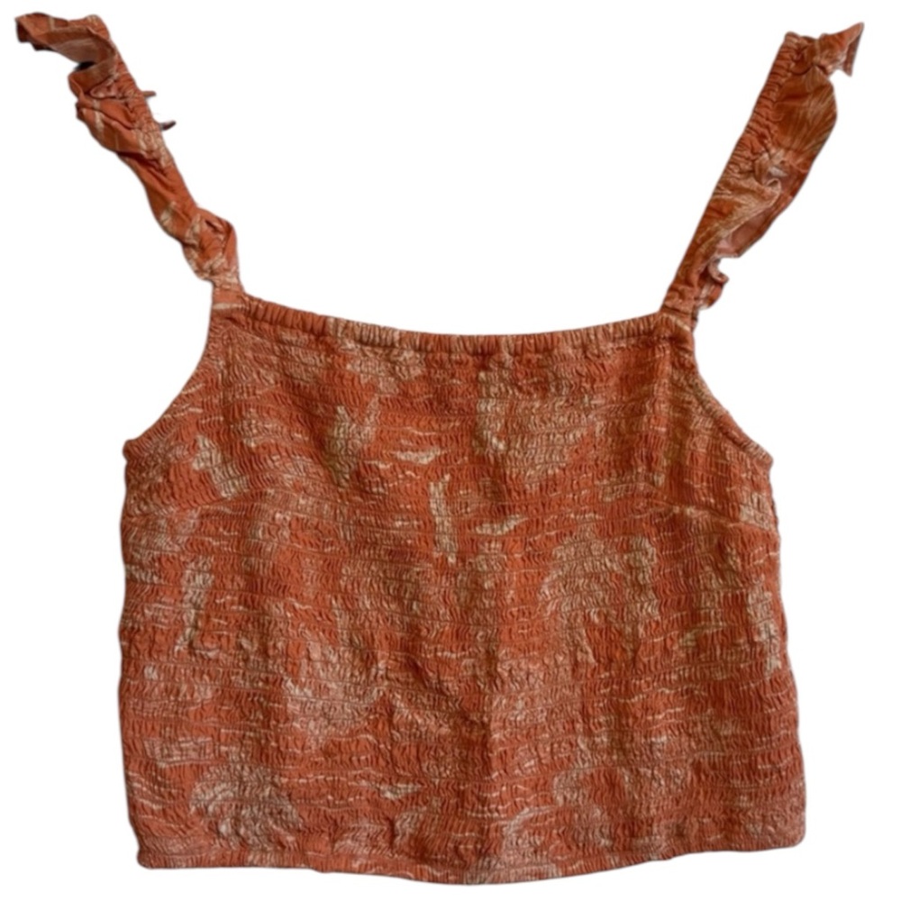 a.n.a Textured Burned Orange Sleeveless Print Crop Top Size Small
